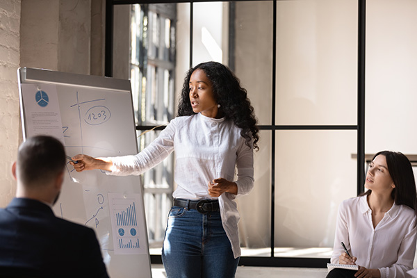 A Commercial Finance Consultant making a presentation